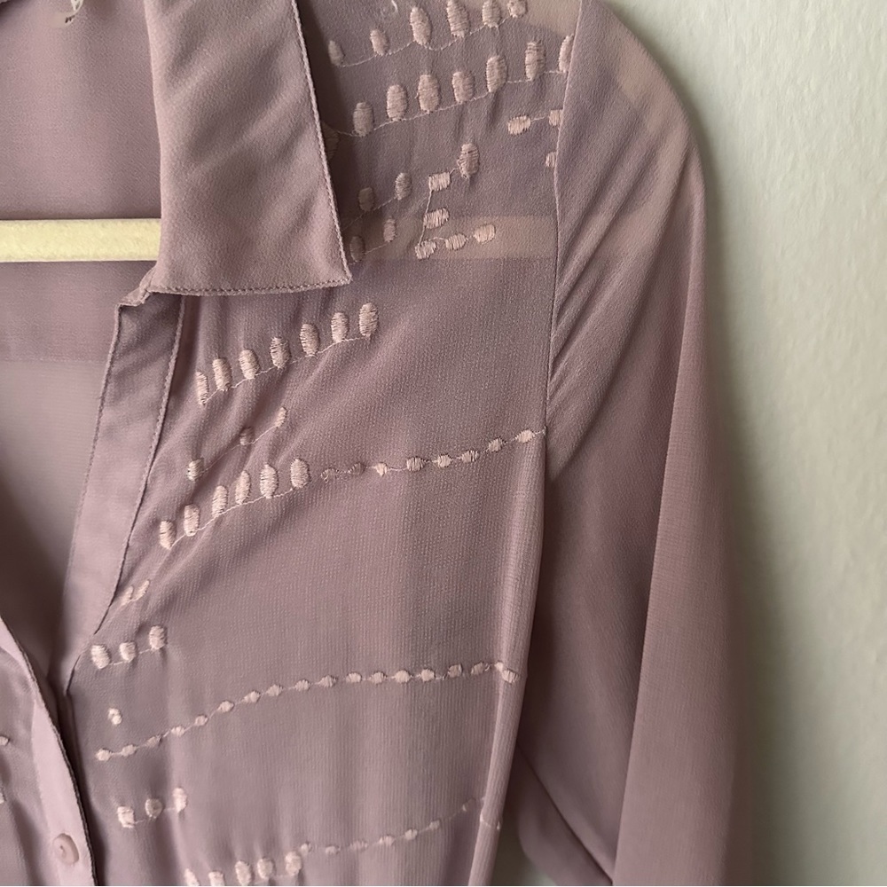 Soft Surroundings Embroidered Belted Duster Dress in Lavender XS - Picture 10 of 15